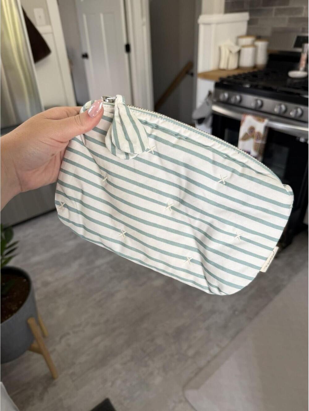 Pehr On The Go Mini Pouch Stripes Away Deep Sea, 100% Coated Organic Cotton